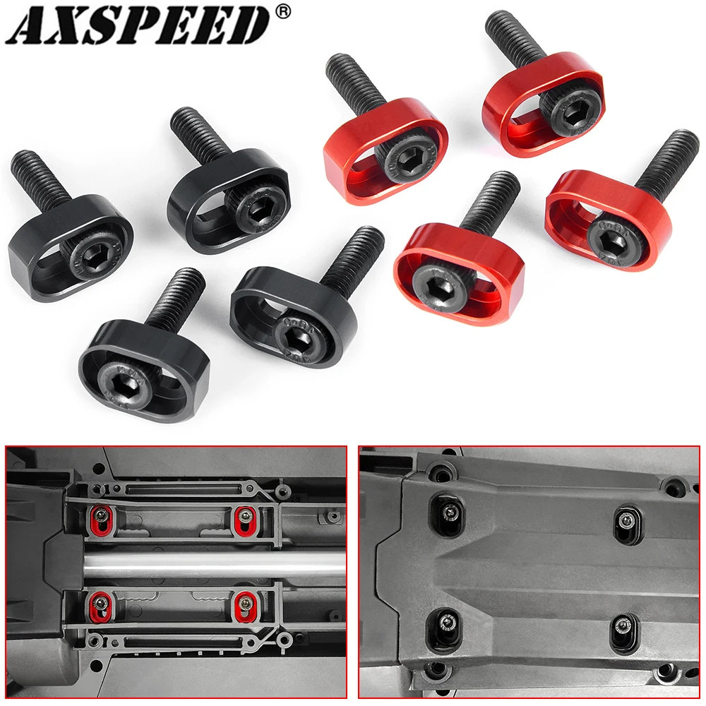 Axspeed แผ่นแชสซีหลัก4ชิ้นสกรูที่นั่งมอเตอร์ปะเก็นเสริมสำหรับ1/5 X-MAXX xmaxx RC อะไหล่รถบรรทุกรถ