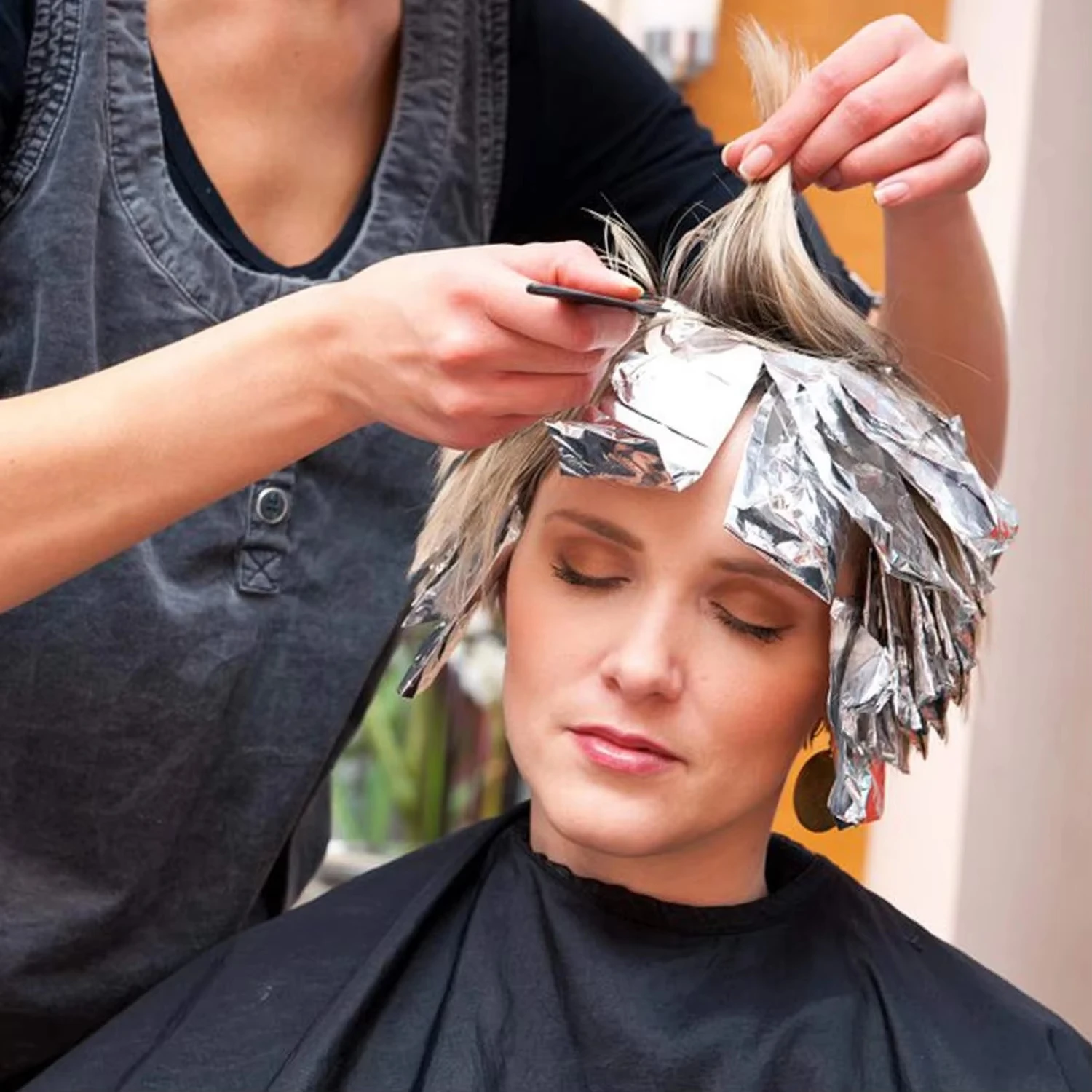 12cmX50m Aluminiumfolie für Haare, Professionelle Geprägte Haarfolienrolle für Haarfärbung und Highlighting, für Haarbleichung im Friseursalon – Detail 3
