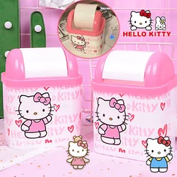 Sanrio Hello Kitty Desktop Bin Trash Can Tube with Case Cartoon Home Office Mini Trash Dustbin Bedroom Trash Kitchen Storage Box