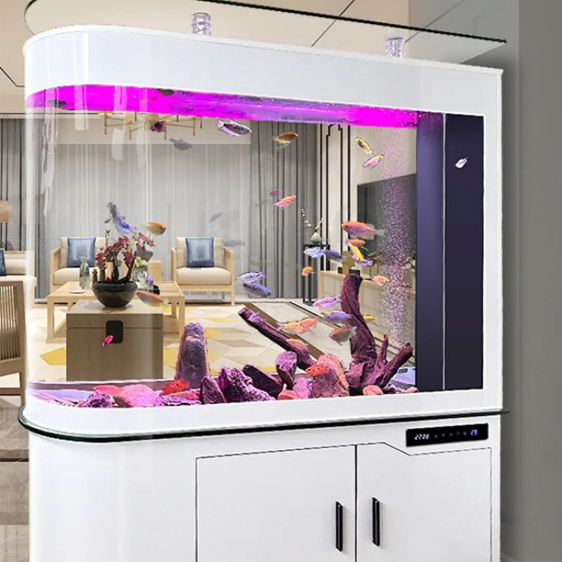 Filter fish tank living room screen fish tank water-free porcelain white piano black jazz white