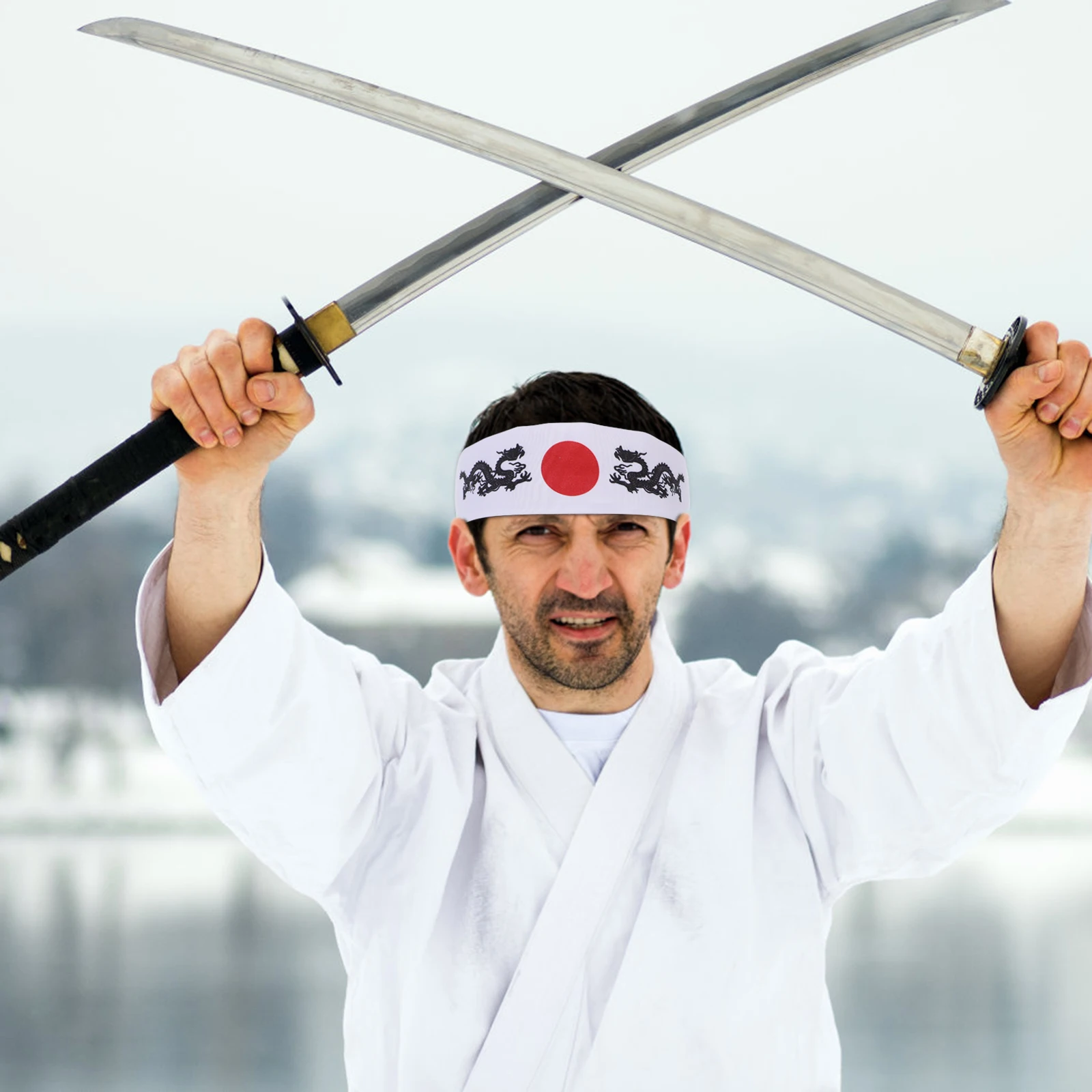 

2pcs Japanese Chef Headband Sweat Absorbing Adjustable Sports Tie Scarf For Men Karate Exercise Cooking Martial