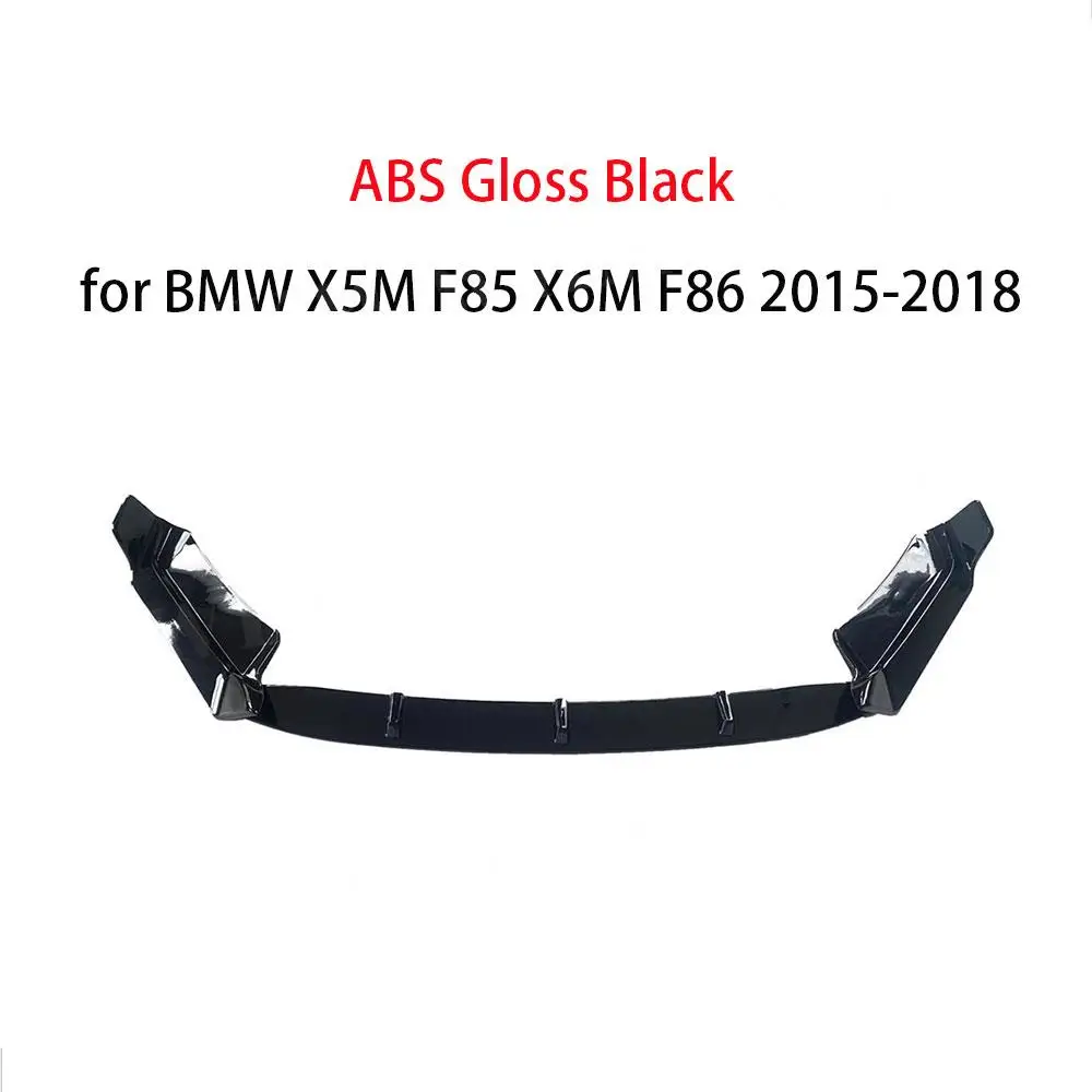 ABS Gloss Black Front Bumper Lip Cover for BMW F85 X5M F86 X6M 2015-2018 3 Segments Carbon Look