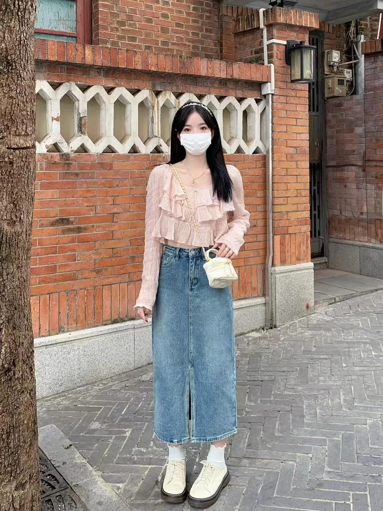 Koreanische Sle Einfache Ins Casual Hohe Taille Abnehmen frauen Mid-Länge Denim Rock Vielseitig A-linie Rock für Junge mädchen