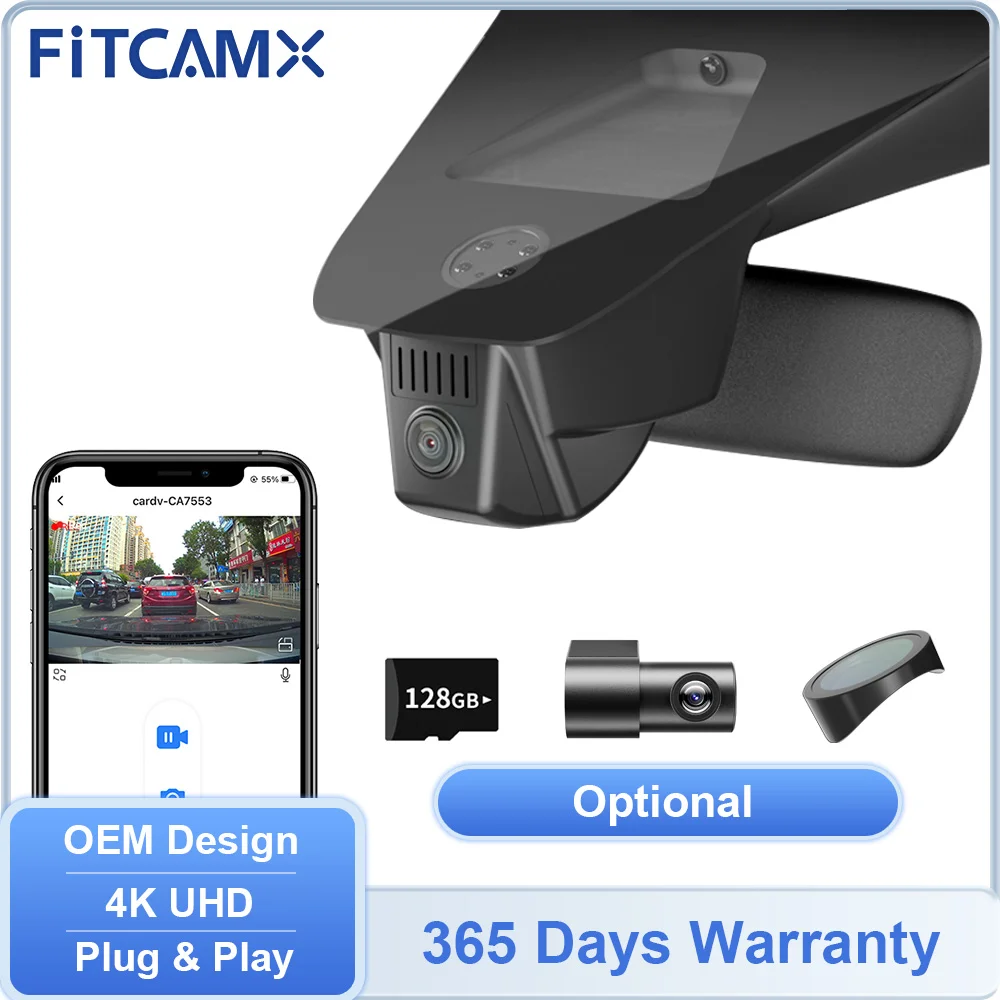 

4K Car Camera DVR with WIFI APP Night Vision for Acura MDX 2022 - 2026 & ZDX 2024 - 2026, FITCAMX Dashcam 1/2 Channels Optional