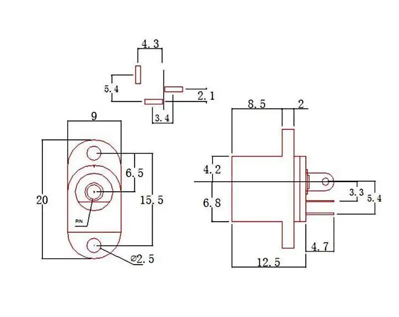 5 Stück DC017 DC-Stromanschluss DC5.5-2.1mm vertikal mit Befestigungsloch Ladeanschluss Buchse – Detail 1