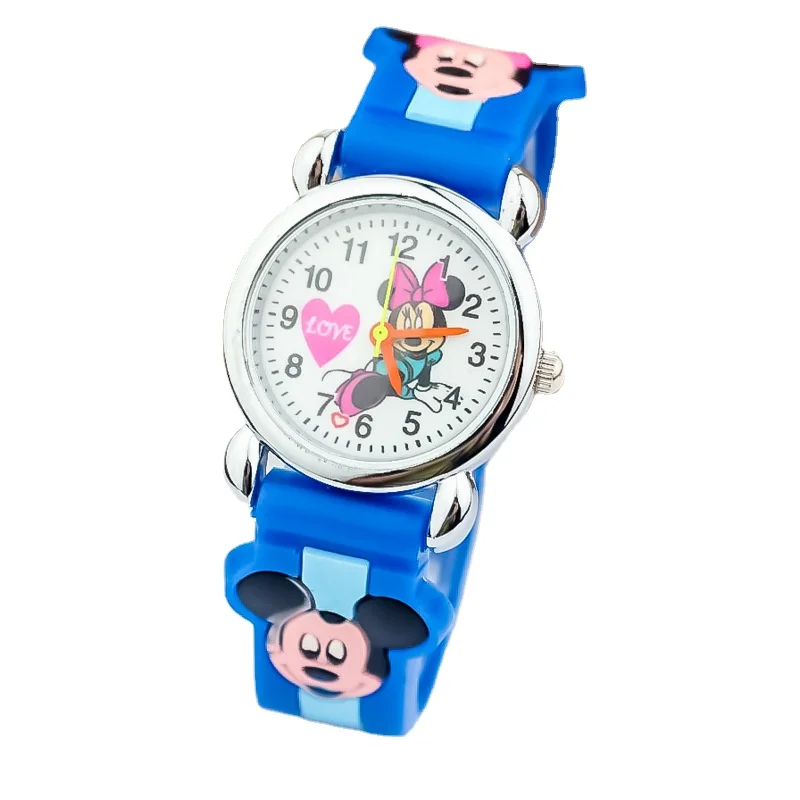 Reloj de pulsera de silicona con dibujos animados en 3D para niños, Mickey y Minnie, relojes de cuarzo para niños, regalos de cumpleaños para niños y niñas