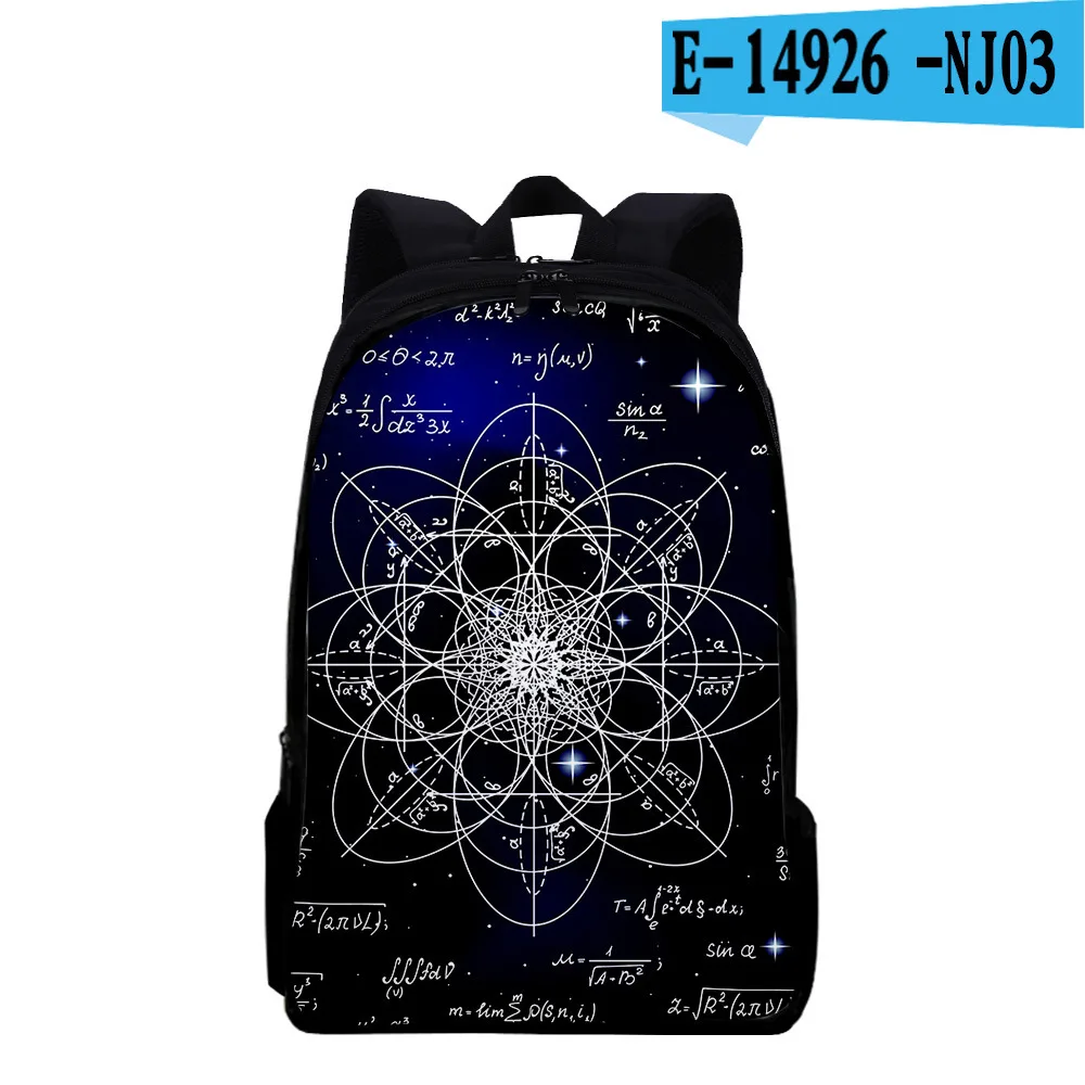 Classic Popular Mathematical Formula Notebook Backpacks pupil School Bags 3D Print Oxford Waterproof Boys/Girls Laptop Backpacks
