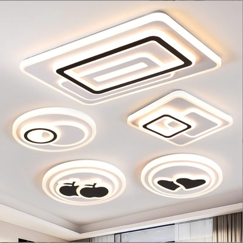 

LED Ceiling Lamp For Living Room Indoor Lighting Home Decoration Lamps Love Bedroom Study Black And White Chandelier Fixture