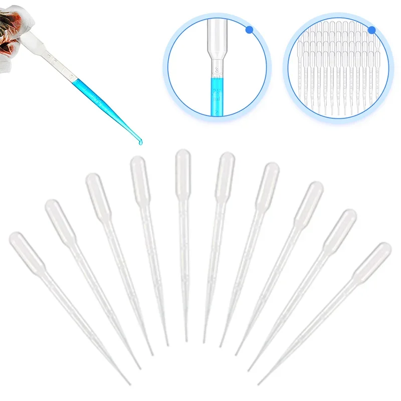 50pcs 0.2/0.5/1/2/3/5/10ml Plastic Laboratory Pipettes Dropper Disposable Pipettes Calibrated Liquid Dropper Lab Equipment Straw