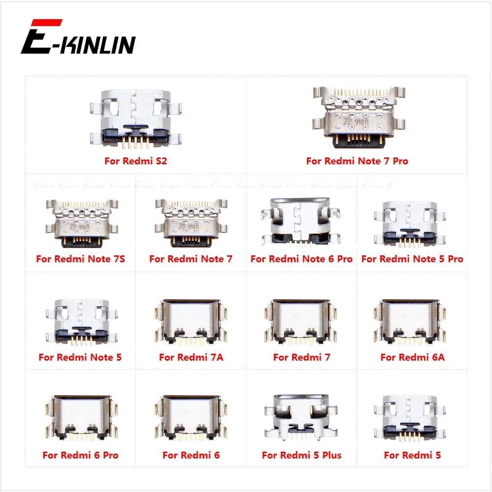 Micro USB Jack Connector Socket Type-C Charging Port Charger Plug Dock For XiaoMi Redmi S2 Note 7 7S 6A 6 5 Pro Plus