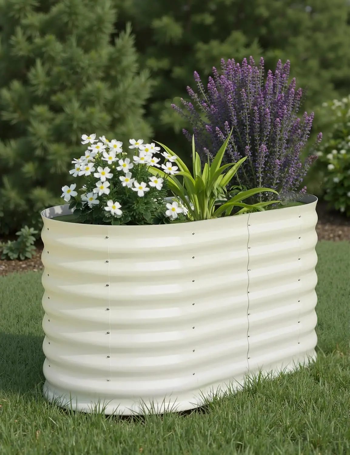 

Поднятая садовая кровать размером 4x2x2 фута, оцинкованные приподнятые коробки для цветов на открытом воздухе с легкой сборкой, большая садовая кровать для овощей, фруктов, F