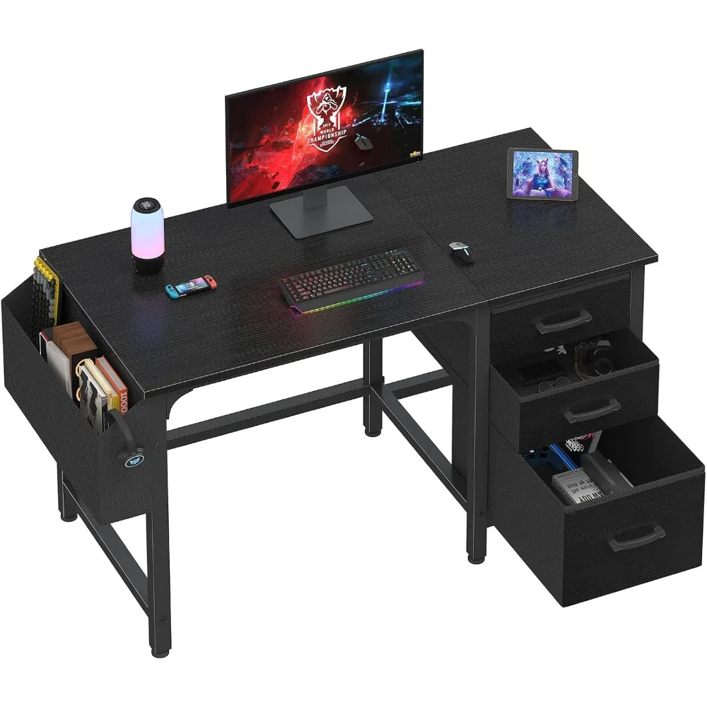 

Computer Desk with File Drawers Cabinet, 47 Inch Reversible Home Office Desks with Filing Cabinet for Small Space, Gaming Study