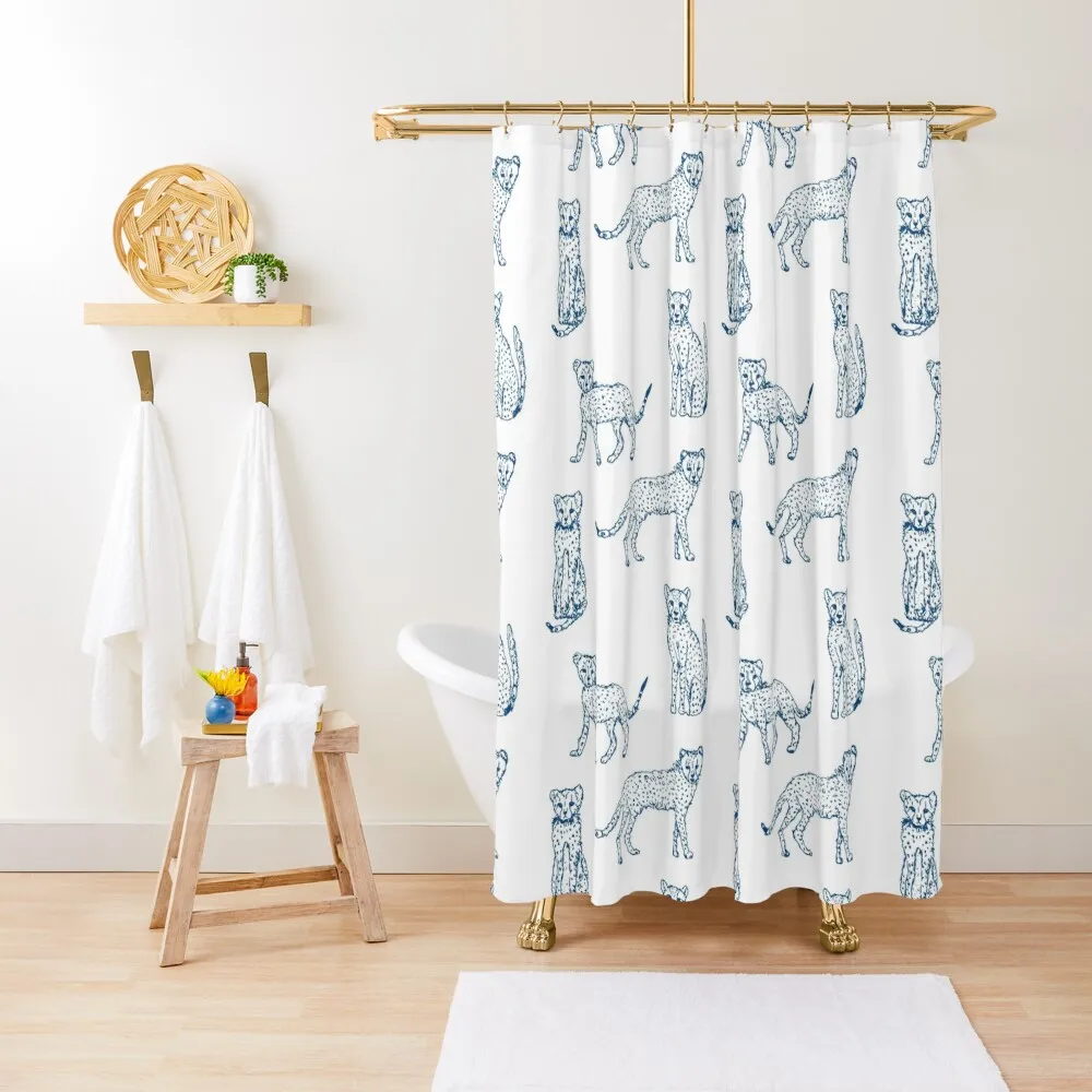 Cheetah collection in pantone classic blue 2020 Shower Curtain Modern Bathroom Accessories