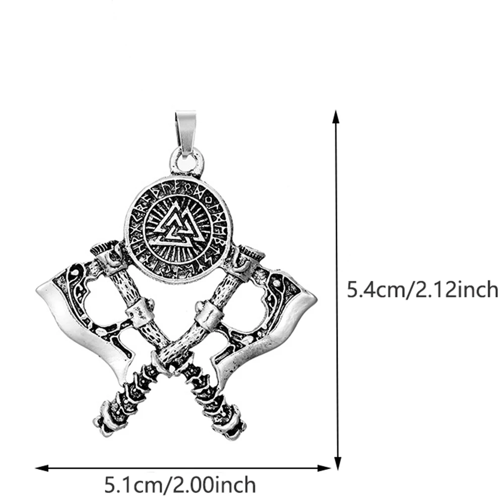 Nordic Viking Warrior Double Axe Men\'s Pendants Personalized and Dominant Series Odin Rune Pendant DIY Necklace Accessories