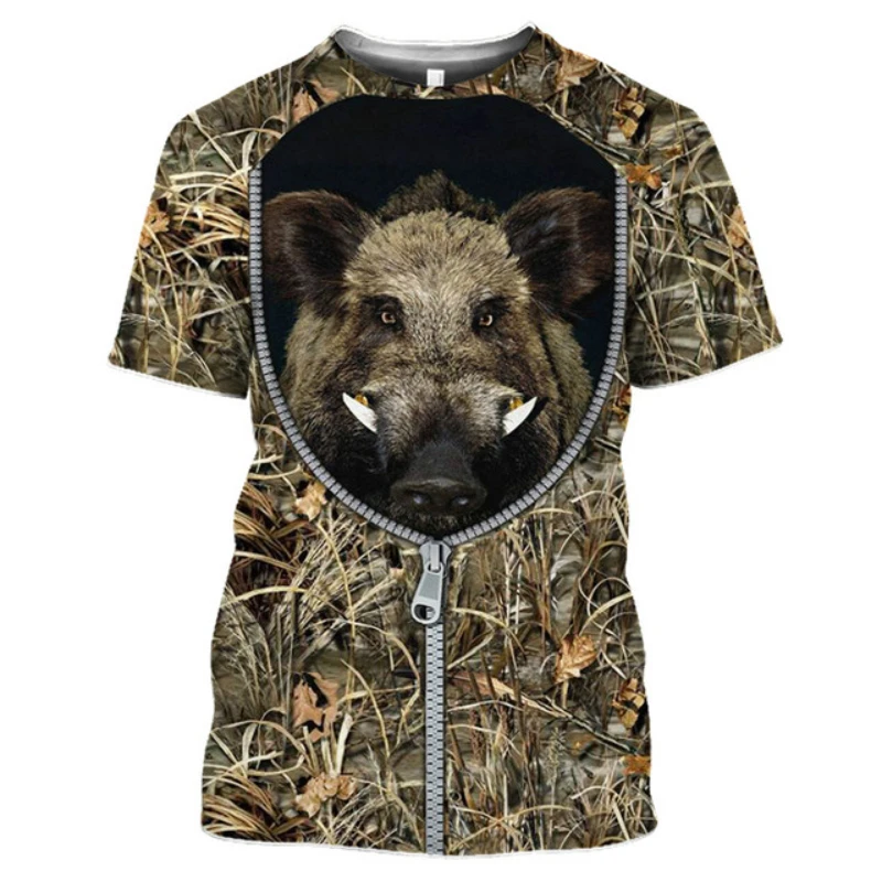Summer Jungle Camouflage Creative Design graphic t shirts Suitable for Outdoor Hunting Hide 3D Print Men O-neck Short Sleeve Tee