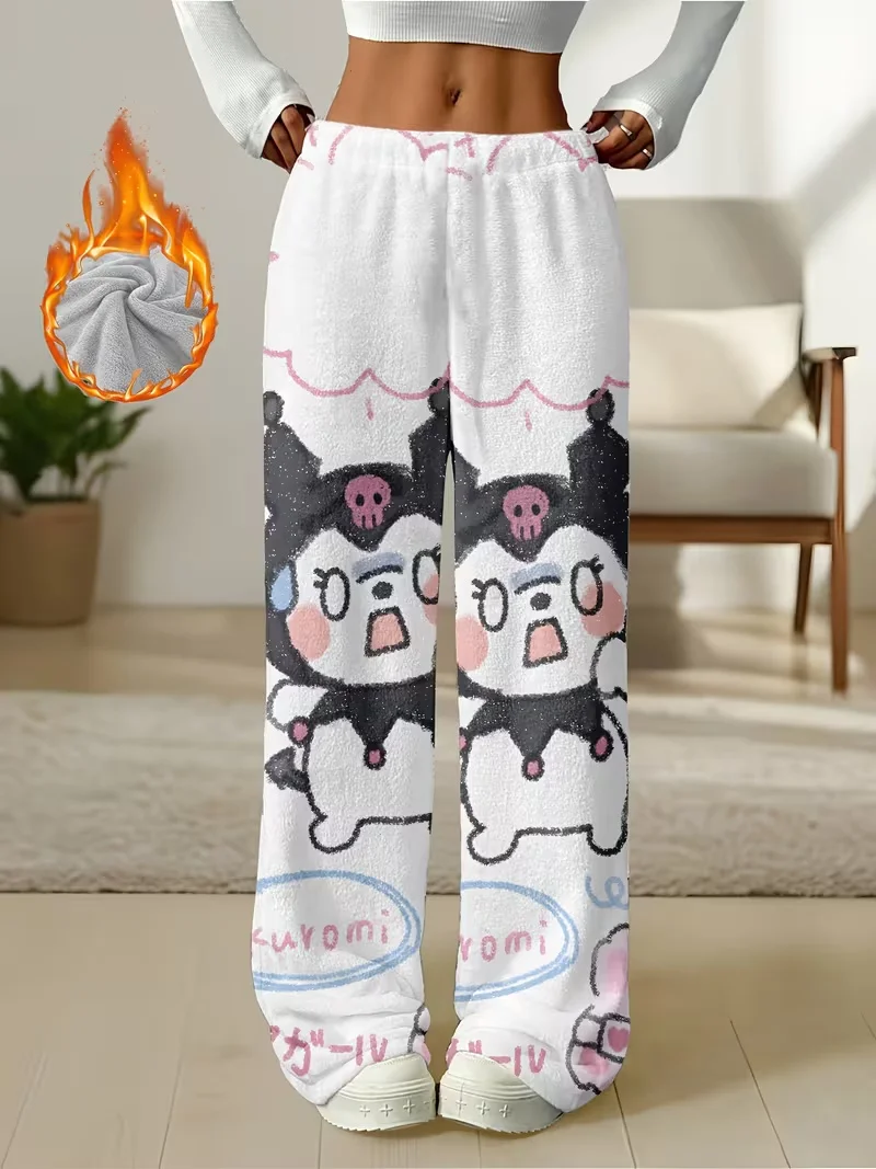 

Sanrio Family Kuromi Hello Kitty Cat окружающие рождественские штаны для сна осень/зима плюшевые мультяшные для взрослых и детей теплые для отдыха