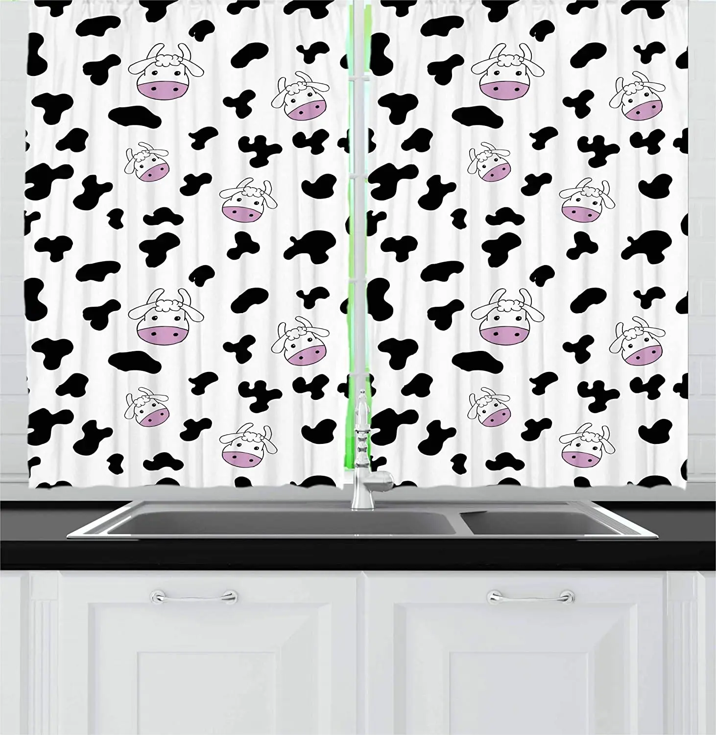 

Blackout Curtains Animal Cowhide Pattern Graffiti Cartoon Painting Kitchen Cafe Curtains