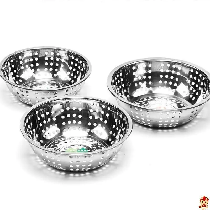 

Stainl Steel Double Use Sieve Drain Pan Water Filter Net Vegetable Waing Basket Fruit Basket Iron Art Rice Waing Sieve...