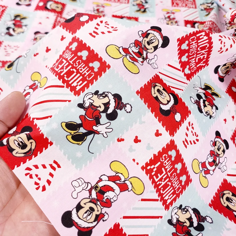 Wyprzedaż Disney Mickey Minnie drukuj świąteczna tkanina metrowa do szycia patchworku dekoracja ubrań pikowanie splot krzyżowy dmc materiał