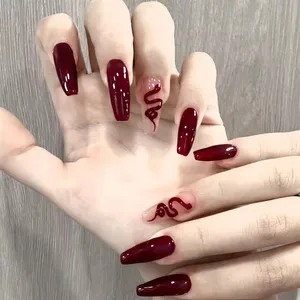 Falsche Nägel des wasserdichten Gradienten, französischen Tänzernagel, mittlere Sargnägel, Drücken von Nägeln, 24 pcs 10 Hauptverkäufe Herbstnägel - №5