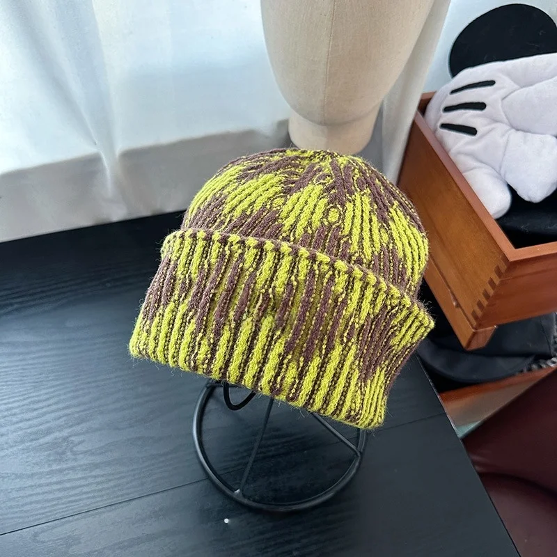 Trendy Colour-Block Tie-Dye Knitted Hat Unisex Couples' Style Fashionable Autumn/Winter Warmth Ear-Warming Woolly Hat