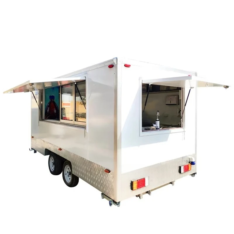 Mobile Dining Camper Coffee Beverage Vending Car Commercial Retro Simple Meal Snack Food Trailer