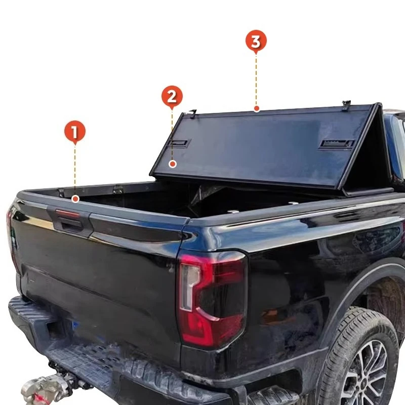 

Custom Aluminum Alloy Locking Hard Tri-Fold Tonneau Cover for NP300 Tundra for for F150 Ranger Trucks