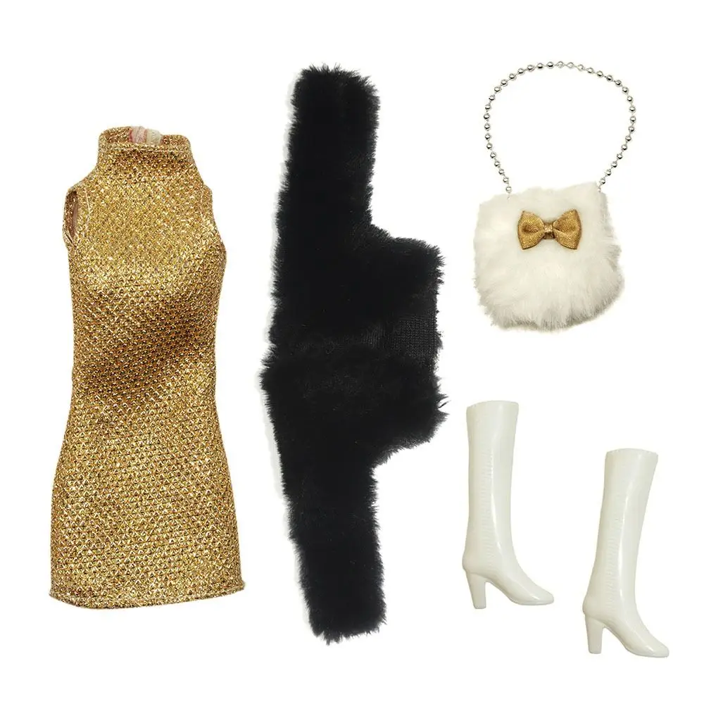 11.5" Doll Clothes Boots Fur Jacket Dresses Plush Coat For 30cm Doll Casual Wears Princess Bags for 1/6 BJD Dolls Accessories