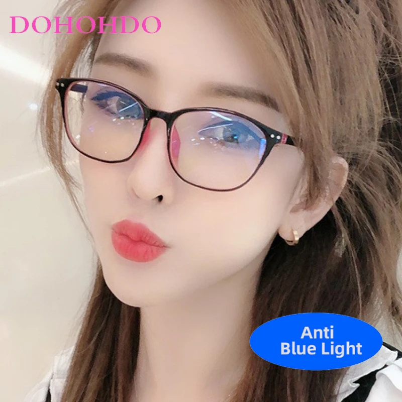 

Classic Luxury Oval Rivets Decoration Glasses Women Men Trendy Brand Designer Computer TR90 Anti Blue Light Eyeglasses Unisex