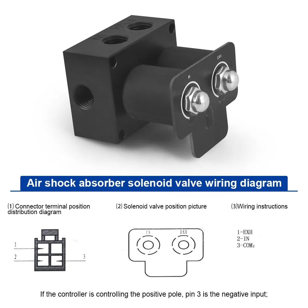 Universal 12V Solenoid Valve Air Ride Suspension Manifold Valve Pneumatic Shock Absorber Solenoid Valve Set (0-200psi)