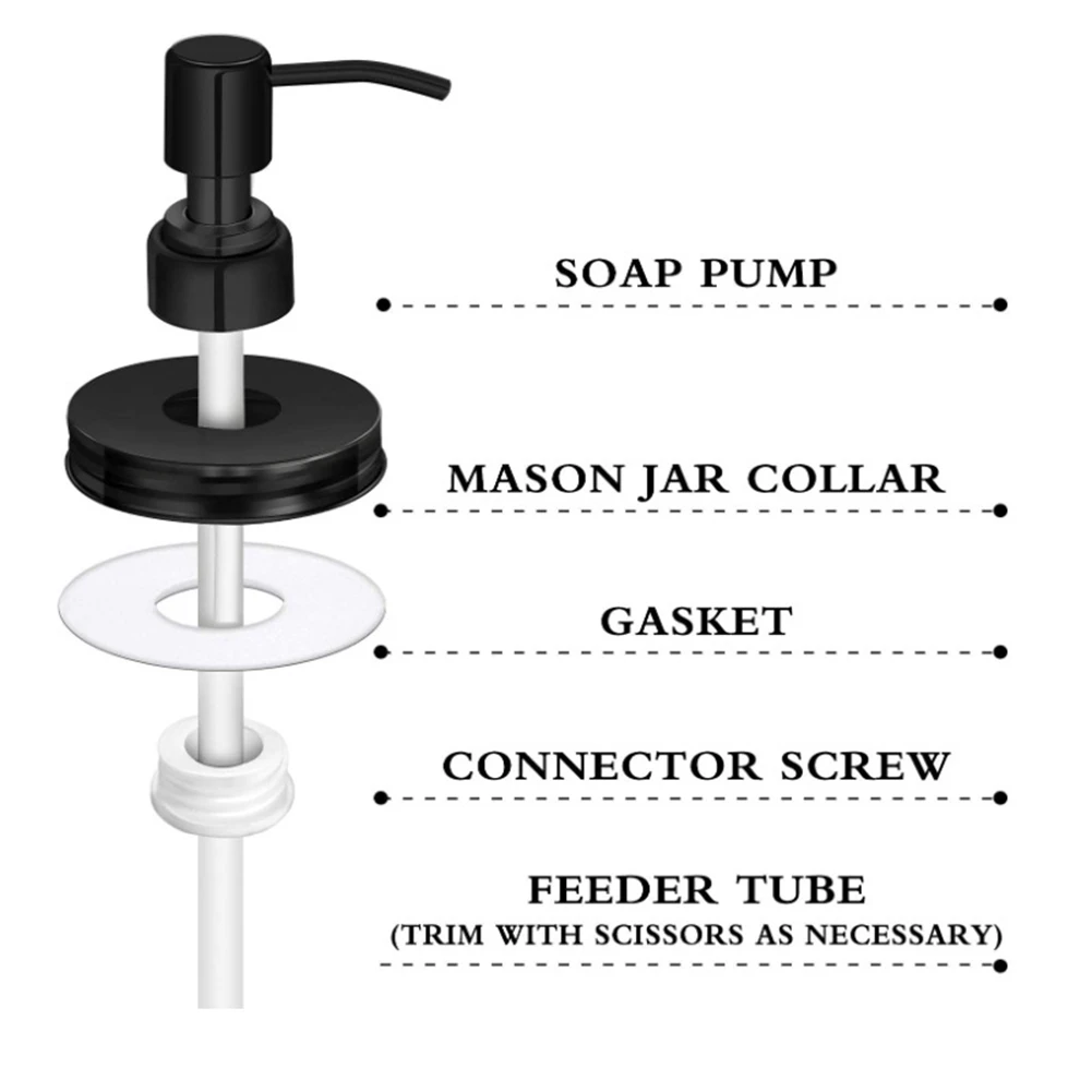 

A45I 4 упаковки крышек дозатора мыла для банок с насосами, крышки дозатора мыла для лосьона для декора банок с обычным горлышком 16 унций, черный