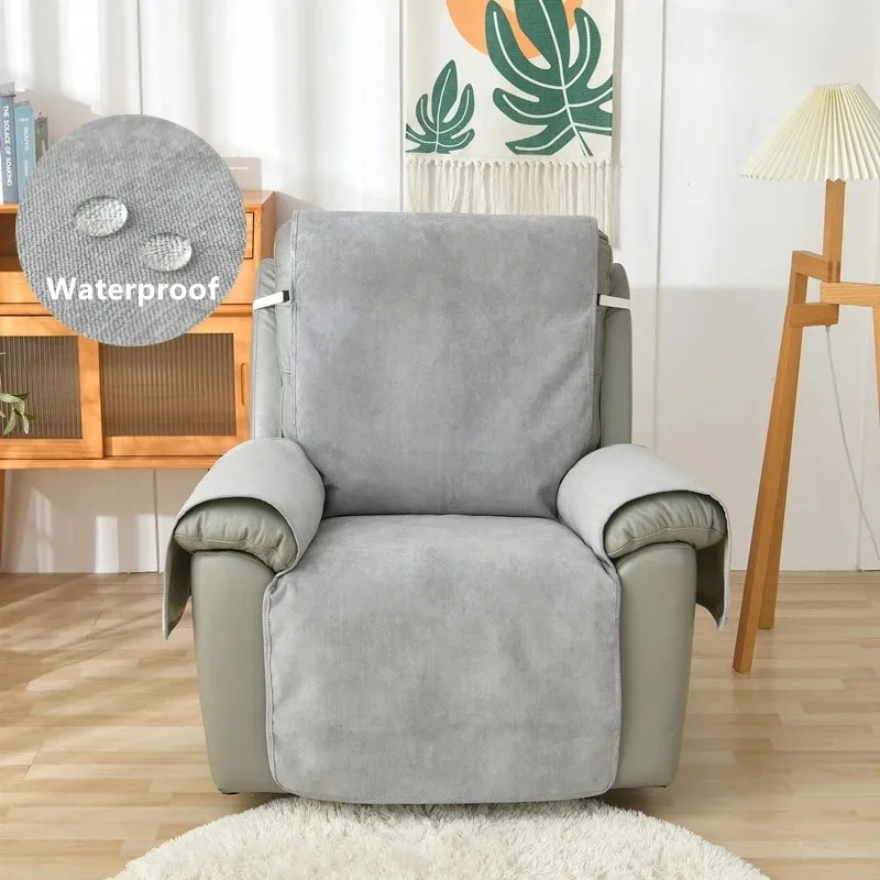 

Waterproof Recliner Cushion Covers Solid Color Pet Kids Full Coverage Connected Sofa Towel Non-Slip Couch Armchair Slipcovers