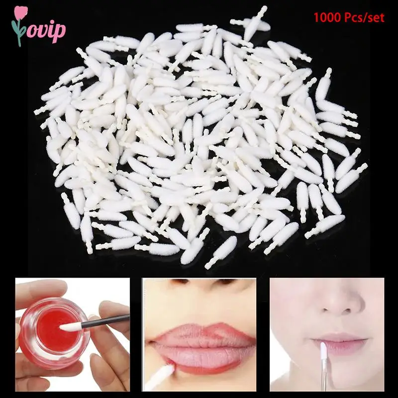 1000 Pieces Disposable Lip Brush Cotton Head For Lipstick Stick Makeup Tools