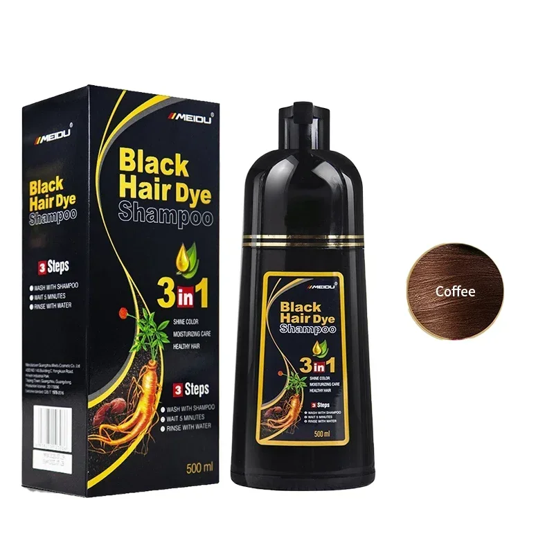 100 ml/500 ml Haarfärbe-Shampoo, 3-in-1, verdunkelndes Haar, sofort grau bis schwarz, Polygonum Multiflorum, natürliche Coloing-Abdeckung für Frauen