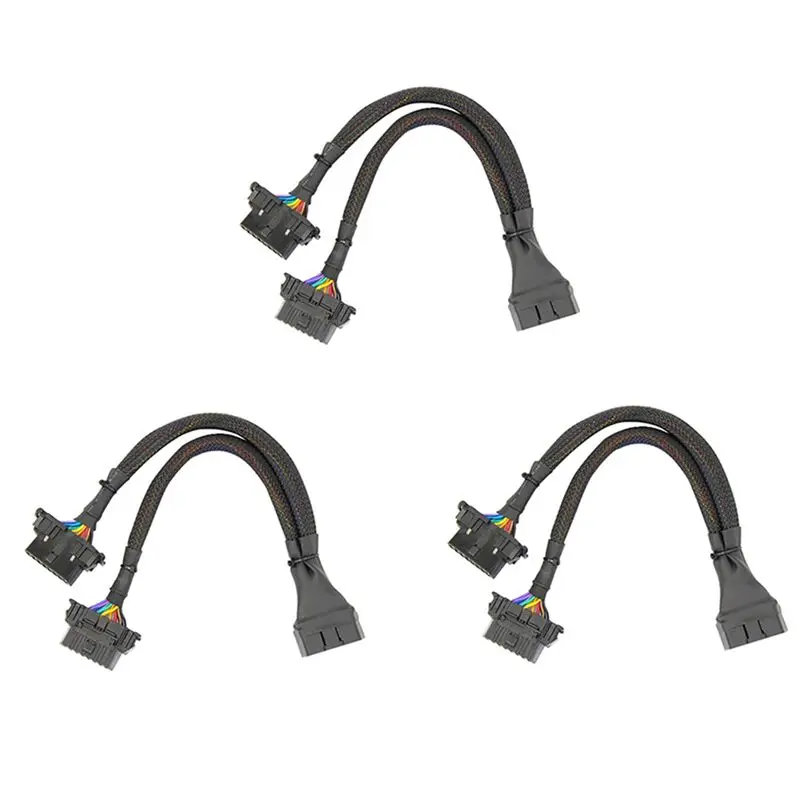 OBD2 Splitter 16 Pin OBD II Splitter Extension 1X Male And 2X Female Extension Cable Adapter (1FT/30CM) (3Pack)-A08Q