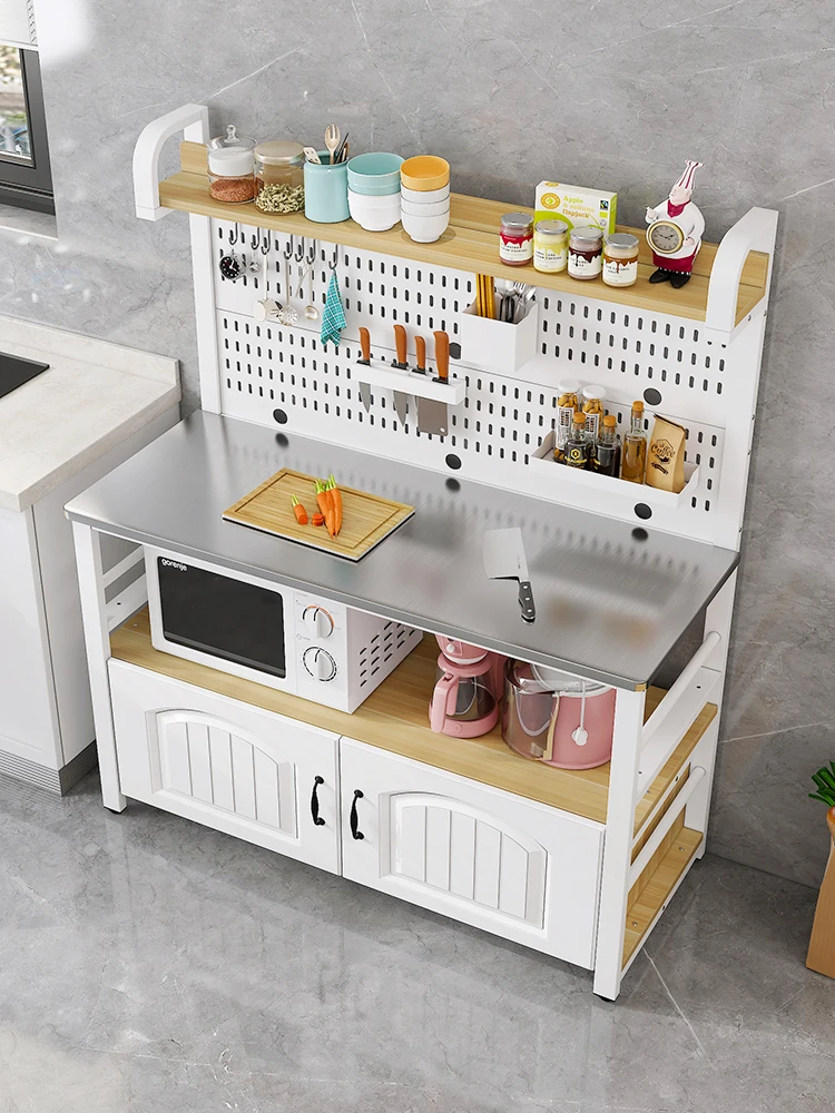 Kitchen Stainless Steel Operating Table Cutting Station Wire-Wrap Board Storage Rack Floor Multi-Layer Storage Rack