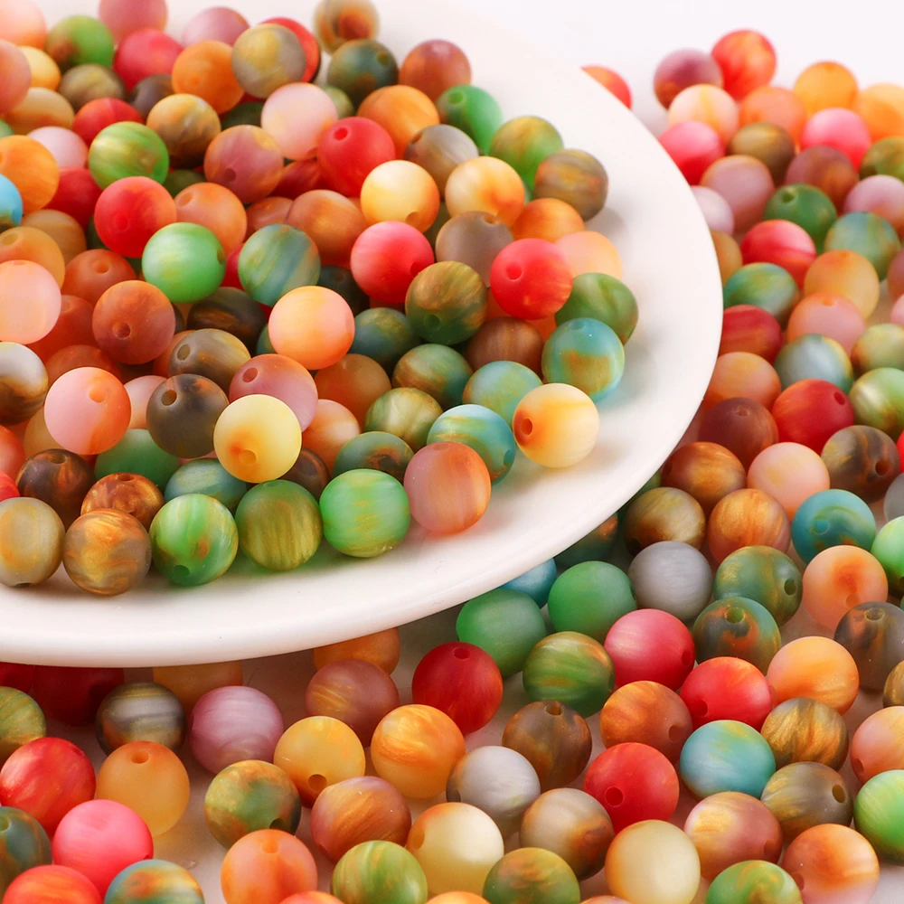 20-30pcs Acrylic Matte Gradient 10mm Round Beads For Jewelry DIY Bracelet Necklace Backpack Earrings Charm Handmade Accessories