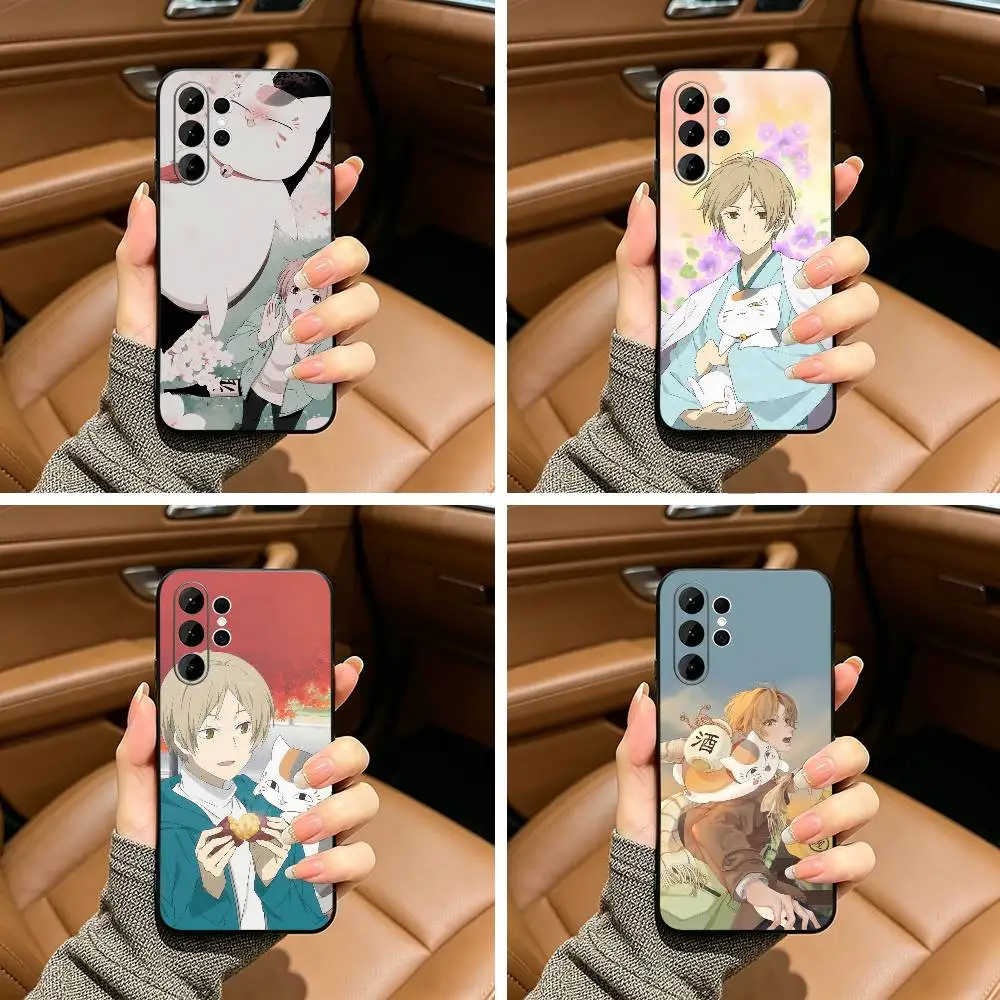 Takashi N-Natsumes Book of F-Friends Black Soft Silicone Phone Case for Samsung Ultra S25, S24, S21, S22, S23, S30, Plus, Lite