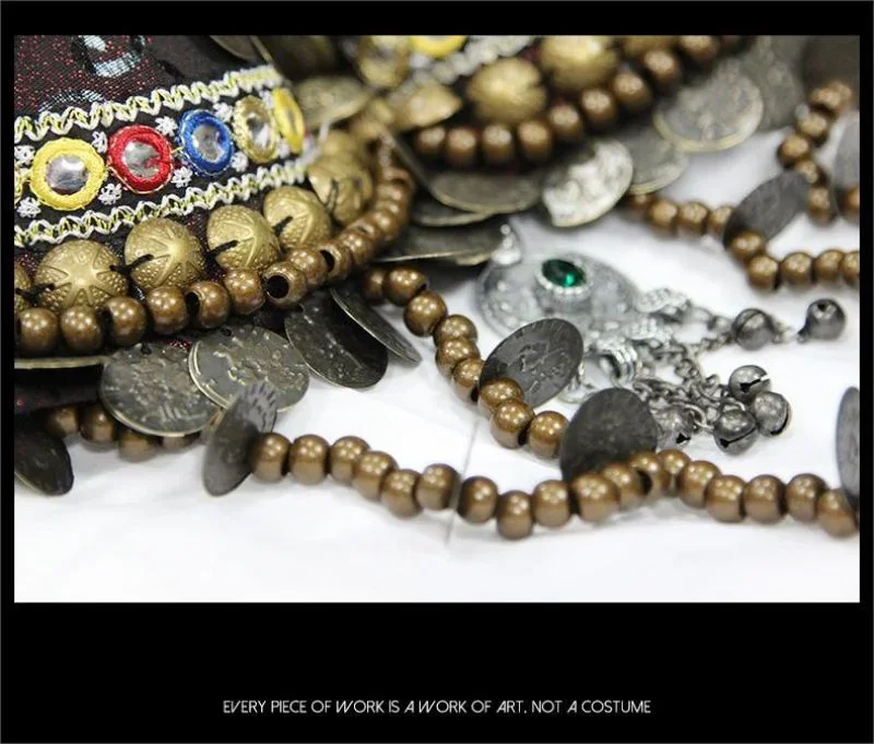 Damski biustonosz z koralikami regulowany biustonosz plemienny lub pas kostium taneczny brzucha kostium taneczny nowy kostium cygański