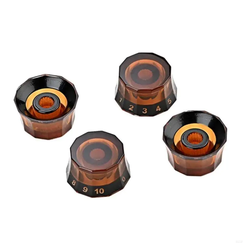4Pcs Guitar Knobs Amber Top Hat Knobs Control Knobs Volume Tone Control Knobs