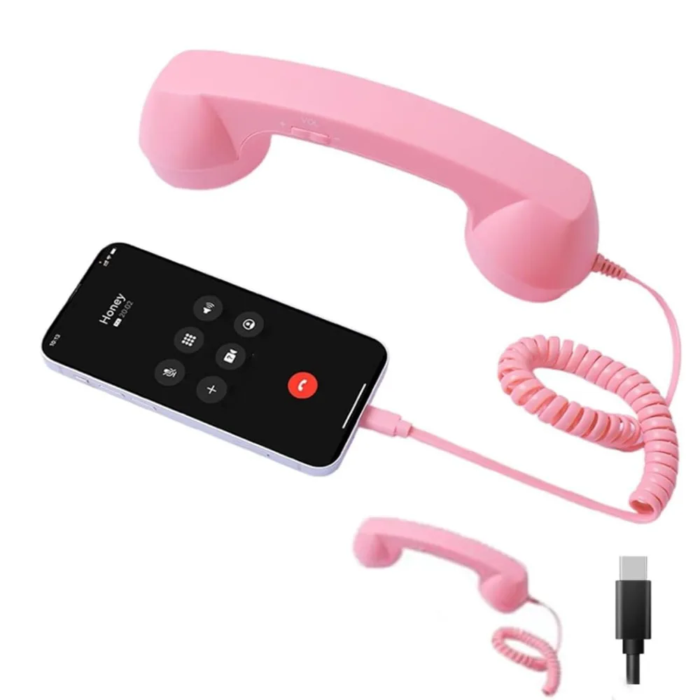 New with Microphone Phone Handset Type-C Tangle Free Wire Bluetooth Telephone Handset Telephone Style Landline Handle Receiver