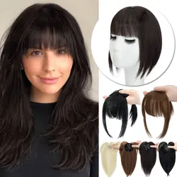 Snoilite Synthetic Topper Hair Piece Seamless Straight Topper Bangs Clip Overhead Natural Invisible Replacement Cover White Hair