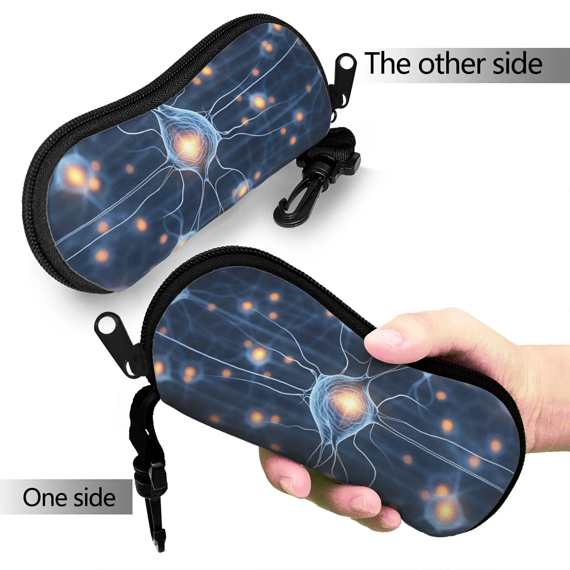 Neuro Brain Time! Let's Have Some Synapse Fun  Glasses Case Cover Unisex  Sunglasses Case Retro Zipper Eyewear Box Pocket