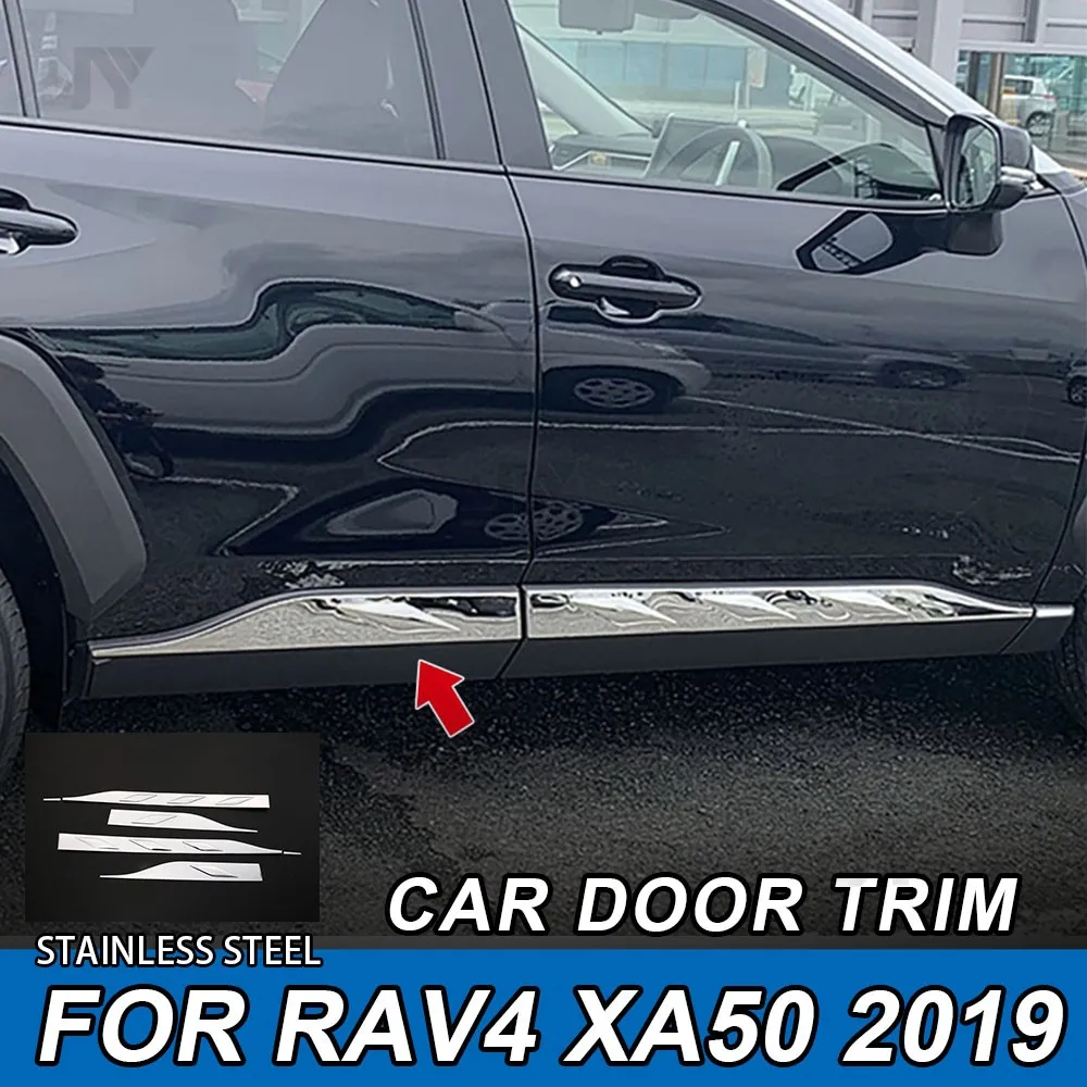 

For Toyota Rav4 XA50 2019 Car Door Trim Stainless Steel Car Styling Chrome Side Door Lining Body Molding Garnish Line Trim Cover