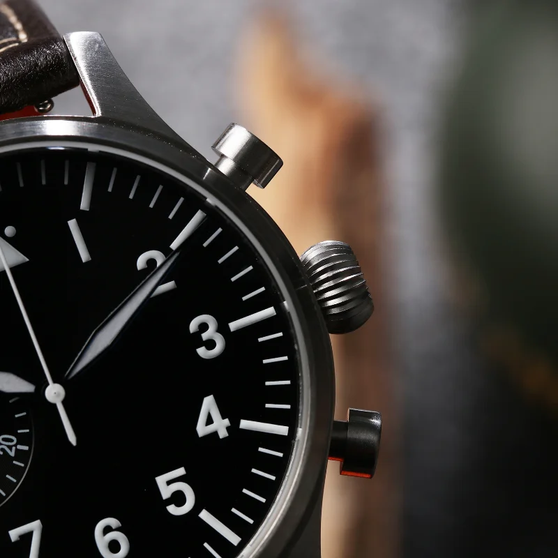 الهروب الوقت الطيار ساعة 44 مللي متر مقاوم للماء سوبر مضيئة الياقوت مرآة خمر الأعمال الموضة مايكرو الدوار الرجال كوارتز ساعة