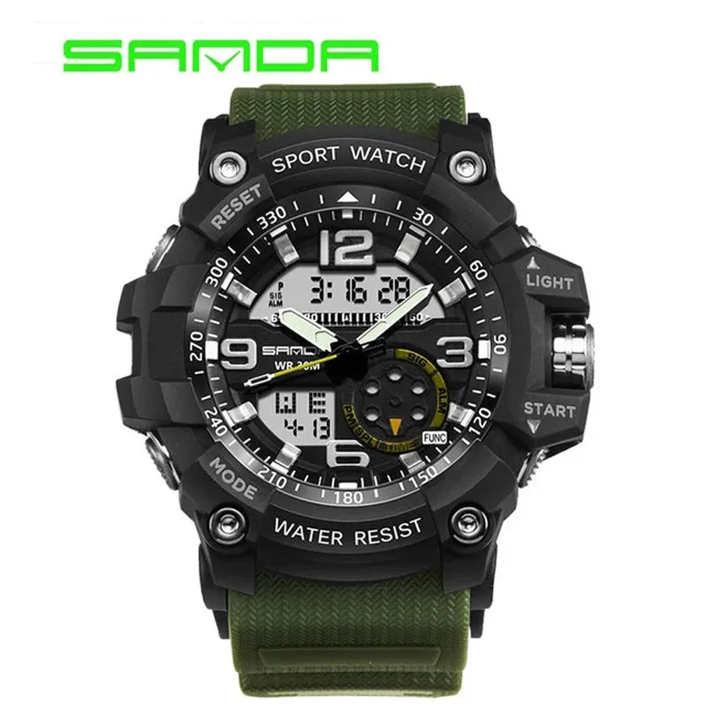 Fashion Sanda Top Brand Military Men Waterproof Sport For Watches Luxury Clock Male Dive Saat Relogio Masculino 759