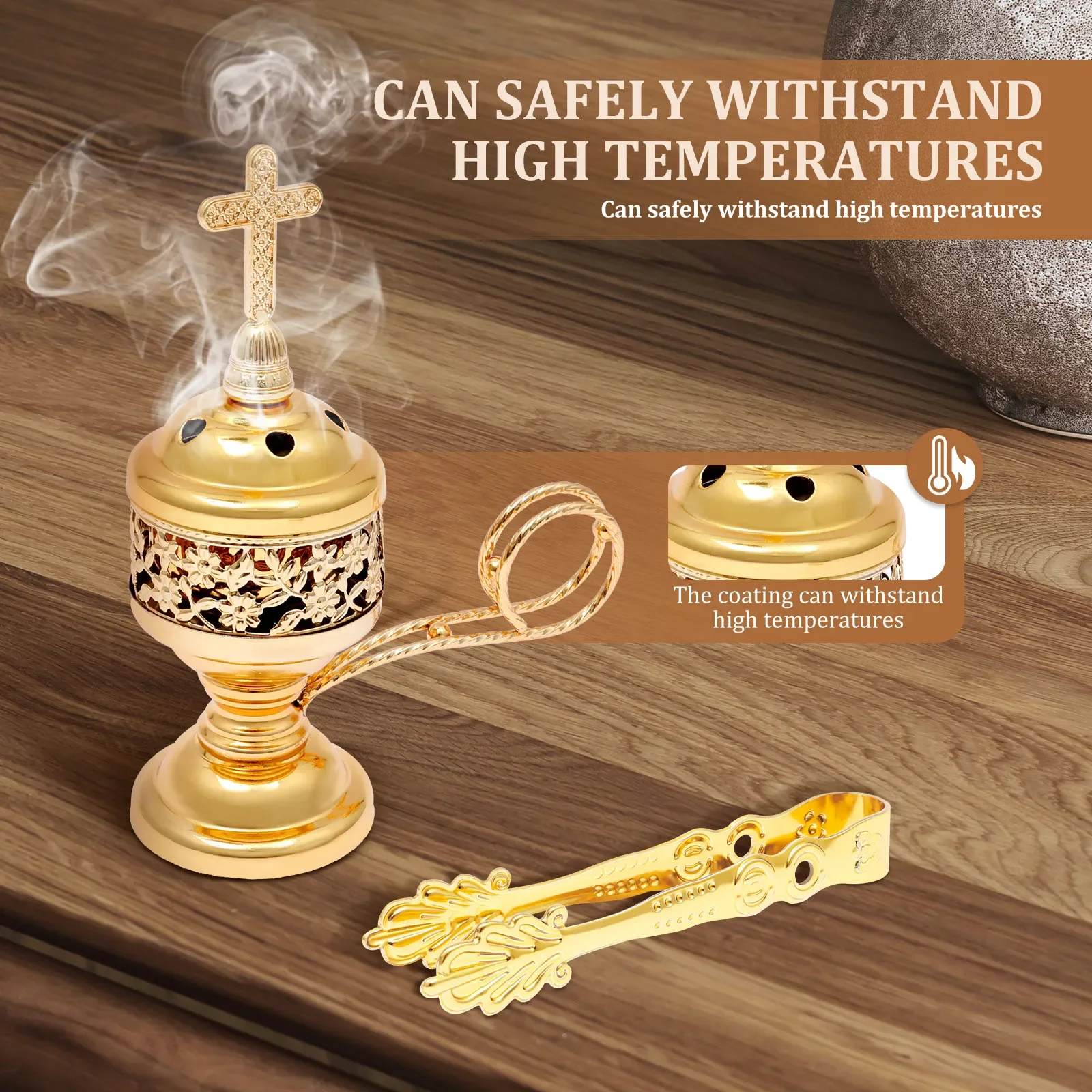 Incense Burner with Tweezer Polished Metal Incense Holder Aromatherapy Fragrance Ornament Ideal for Aromatherapy Yoga and Spa