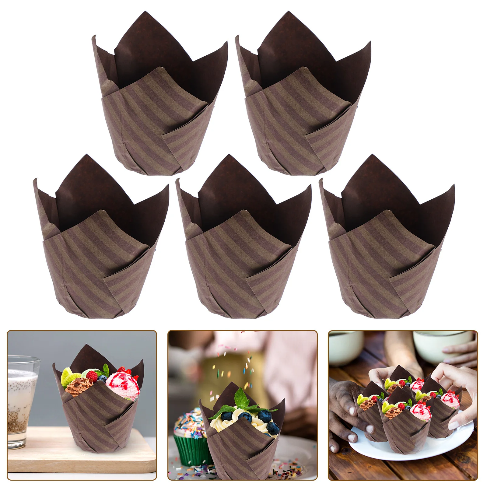 

250Pcs Baking Cups for Cupcake Liner Tulip Design Strong Paper Muffin Cups Home Bakery Coffee Shop Holiday Party Use