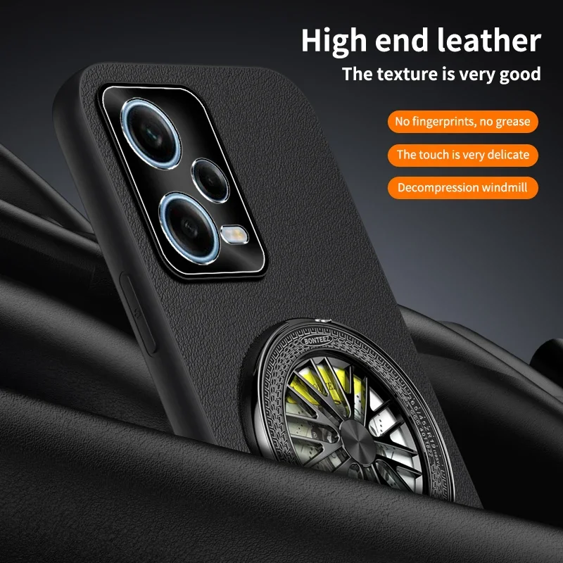 Leather Texture With Holder Phone Case For Redmi Note 12 Pro Plus 5G 4G Smart Protection Cases Shockproof Soft Back Cover