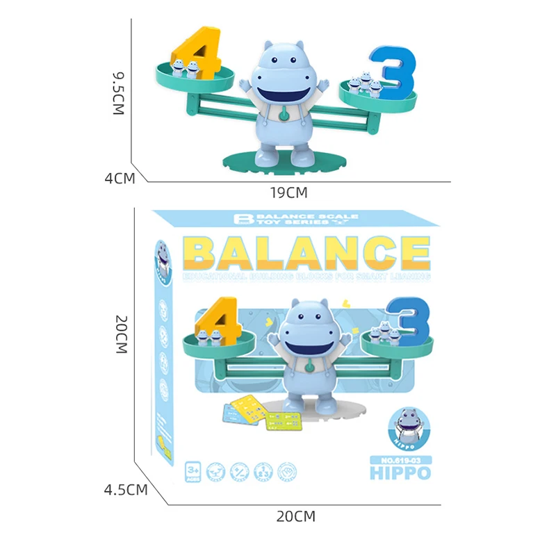 الأطفال التوازن الرقمي ألعاب التكنولوجيا التعليمية الكرتون ديناصور فرس النهر الكلب إضافة وطرح أداة تدريس الرياضيات